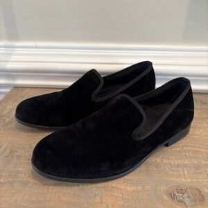Duke Dexter Mens Bowler Loafer Size 9 Black Suede Venetian Smoking Dress Shoe